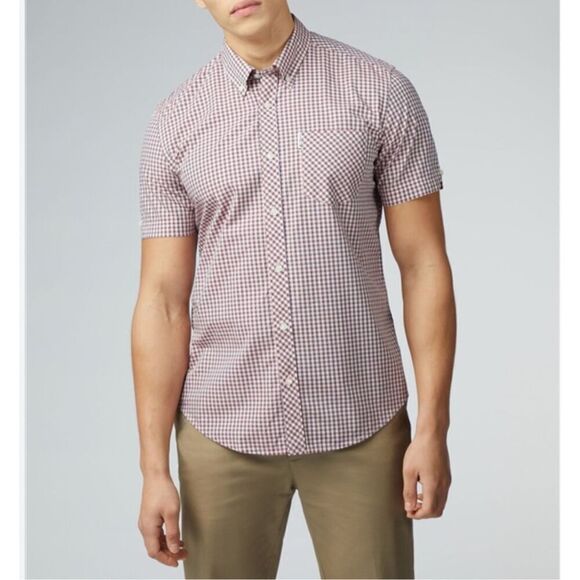 Ben Sherman NWT Signature Short Sleeve Gingham button up Shirt sz S - Picture 1 of 6